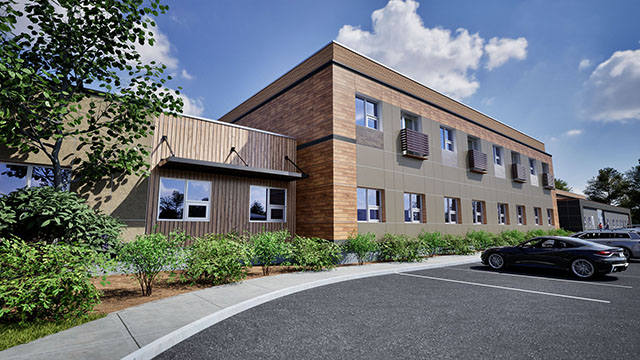 Rendering of a multifamily residential development in New London, Connecticut