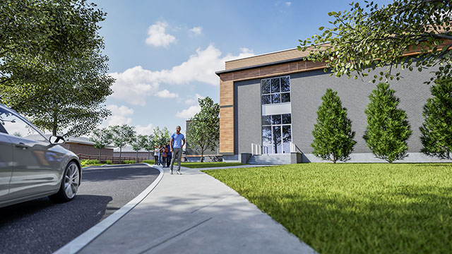 Rendering of a multifamily residential development in New London, Connecticut