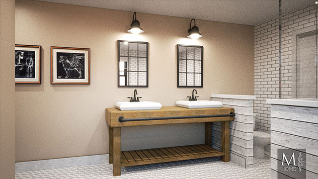 Interior of a Farmhouse bathroom addition in Feeding Hills, Massachusetts