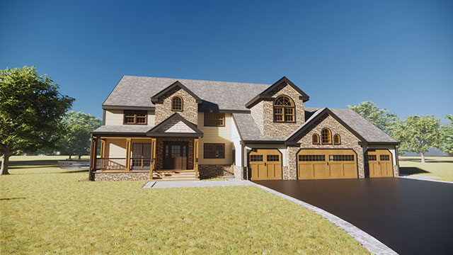Rendering of Craftsman Style House in Middlefield, Connecticut