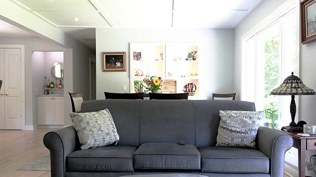 Interior photograph of a living room renovation in Niantic, Connecticut