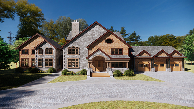 Rendering of Richardsonian Revival Style House in Greenwich, Connecticut