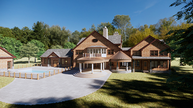 Rendering of Richardsonian Revival Style House in Greenwich, Connecticut