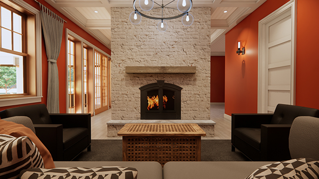 Rendering of Richardsonian Revival Style House in Greenwich, Connecticut