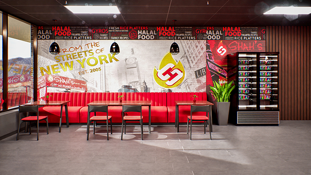Interior of a Shah's Halal Food in Groton, Connecticut