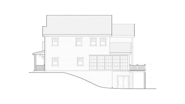 East elevation of a Craftsman style house in Simsbury, Connecticut