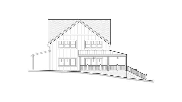 West elevation of a modern farmhouse in Waterford, Connecticut