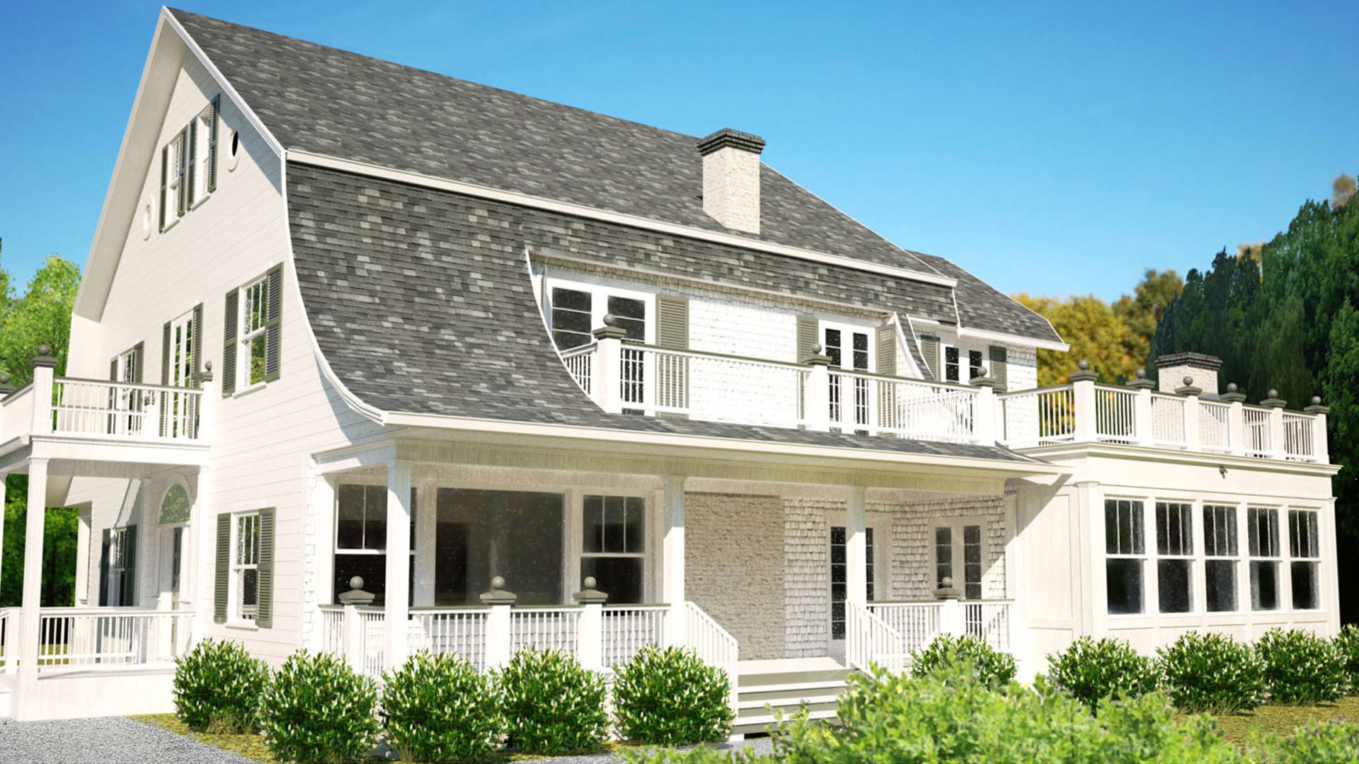 Exterior rendering of a mansion in Waterford, Connecticut