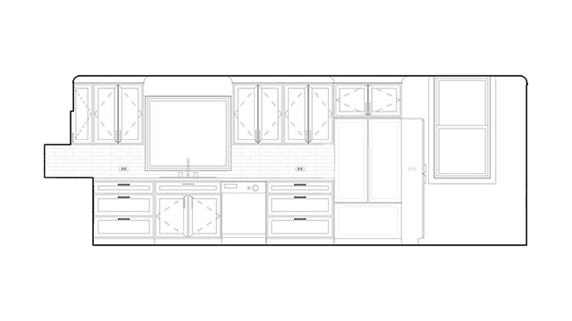 Interior elevation of a kitchen in Winsted, Connecticut